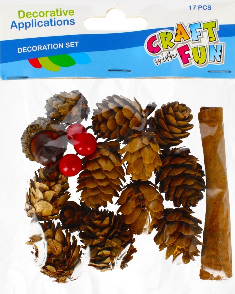 DECORATIVE NATURAL CONE WITH ACCESSORIES CRAFT WITH FUN 480404